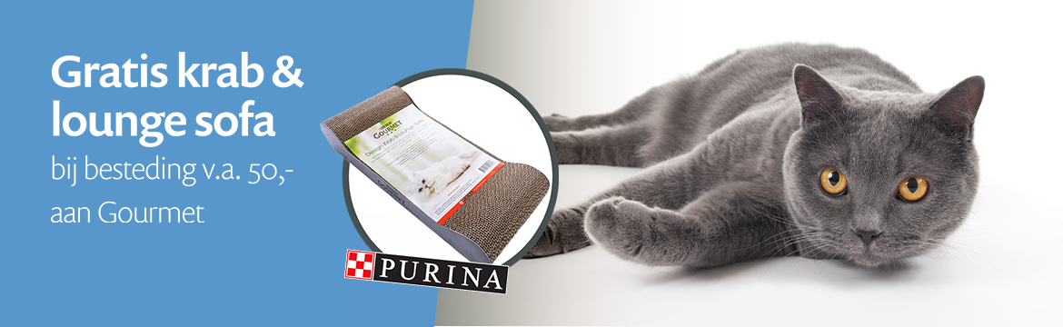 ACTIE: Gratis krab & lounge sofa bij besteding v.a. €50,- aan Gourmet kat