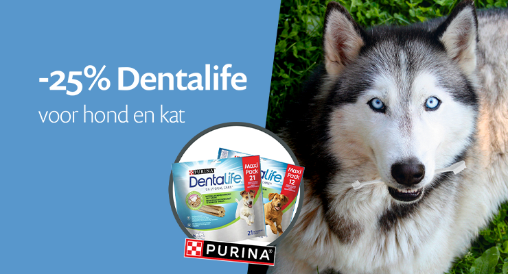 ACTIE: 25% korting op Purina Dentalife voor hond en kat ACTIE: 25% korting op Purina Dentalife voor hond en kat