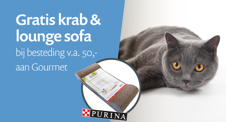 ACTIE: Gratis krab & lounge sofa bij besteding v.a. €50,- aan Gourmet kat