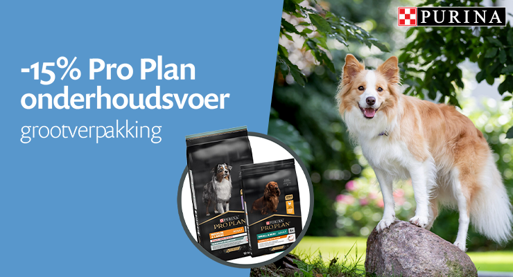 ACTIE: 15% korting op Pro Plan grootverpakking onderhoudsvoer voor honden