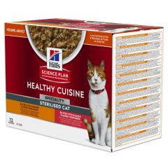 Hill's Science Plan Healthy Cuisine Sterilised Cat Adult Stoofpotje met Kip of Zalm & toegevoegde Groente natvoer kat 12 x 80 gr