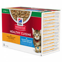 Hill's Science Plan Healthy Cuisine Stoofpotje met Kip/Zeevis & toegevoegde Groenten Kitten natvoer multipack 12 x 80 gram