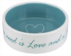 Trixie Keramische Voer/Waterbak: All you need is Love and a Pet 16 cm 