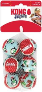 Kong Kerst Holiday Squeakair Balls meerkleurig M 6 stuks