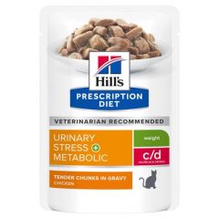 Hill's Prescription Diet C/D Multicare Stress + Metabolic kat natvoer Kip 12x85g maaltijdzakje multipack