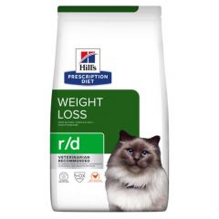 Hill's Prescription Diet r/d Weight Reduction kattenvoer met Kip 3kg zak Let Op: THT 5-2024