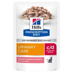 Hill's Prescription Diet C/D Multicare Stress Urinary kat natvoer Zalm 12x85g maaltijdzakje multipack