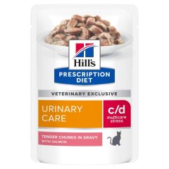 Hill's Prescription Diet C/D Multicare Stress Urinary Care kat natvoer zalm 12x85gr maaltijdzakje multipack
