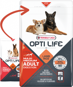 Versele Laga Opti Life digestion adult medium-maxi hondenvoer 12.5 kg