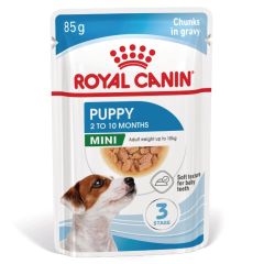 Royal Canin Mini natvoer voor puppy brokjes in saus zakjes 12x85gr