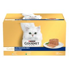 Gourmet Gold Mousse met kip, tonijn, kalkoen en konijn natvoer kat 48 x 85 gram