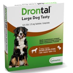 Drontal Large Dog Tasty 525/504/175 mg ontwormingsmiddel hond 2tbl (Tijdelijk €8,- Cashback!)