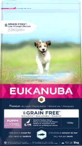 Eukanuba graanvrij zeevis puppy's van kleine & middelgrote rassen hondenvoer 3kg zak