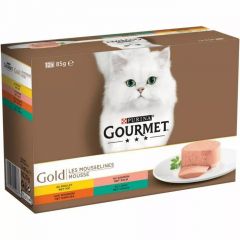 Gourmet Gold 12-pack mousse Kip, Zalm, Niertjes & Konijn - 12x85 gram
