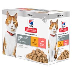 Hill's Science Plan Sterilised Cat Young Adult Multipack Kip/Zalm 12x85g